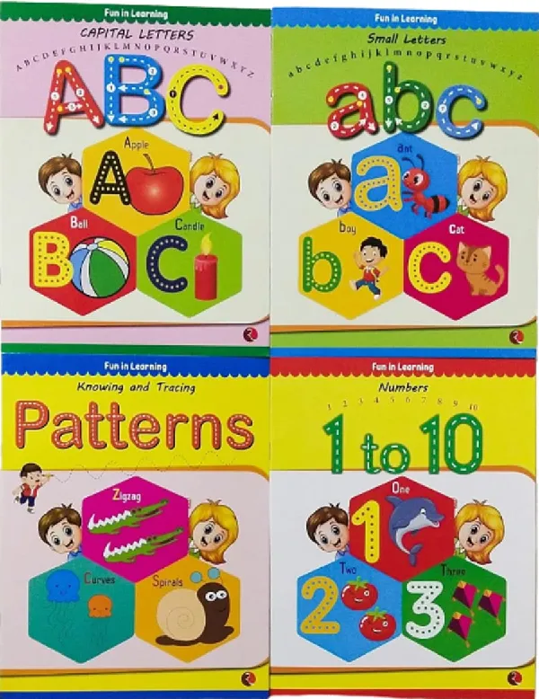 Writing Boxset: Enjoy Writing Pack Of 4 Books (Write And Practice Capital Letters, Small Letters, Patterns And Numbers 1 To 10)